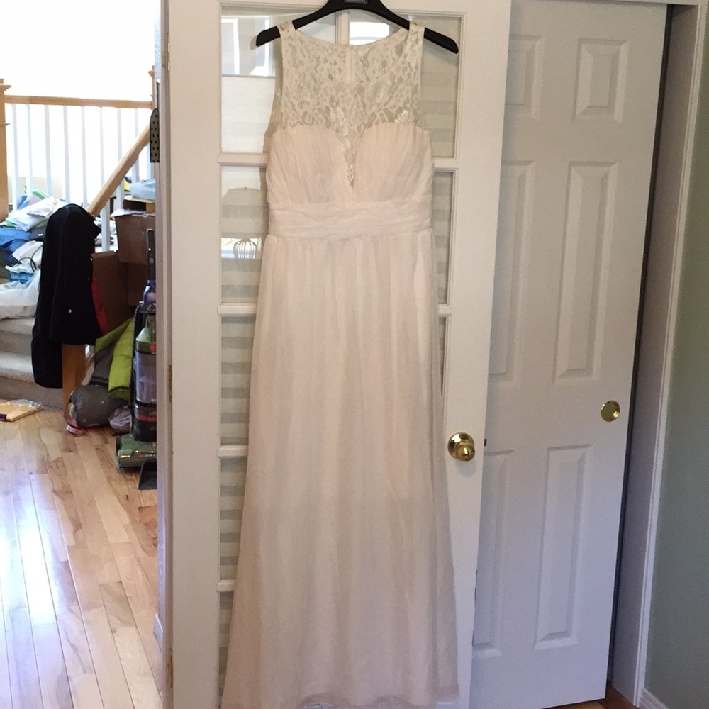 White Sleeveless Lace Wedding Party Dress XL